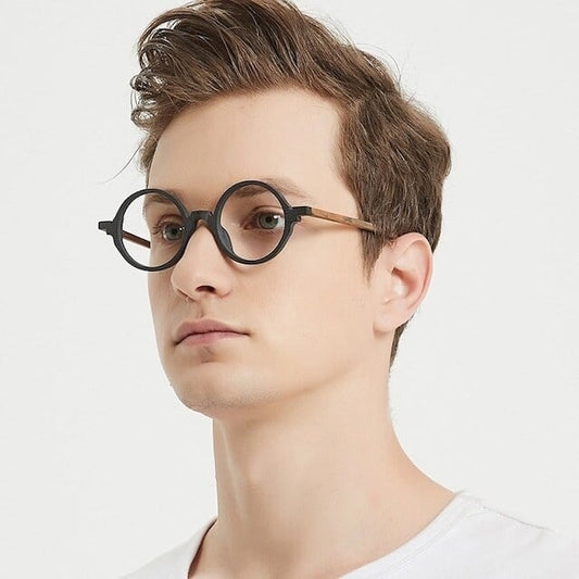 Wood grain ”MARU” megane(木目の丸メガネ)【BJ0012】