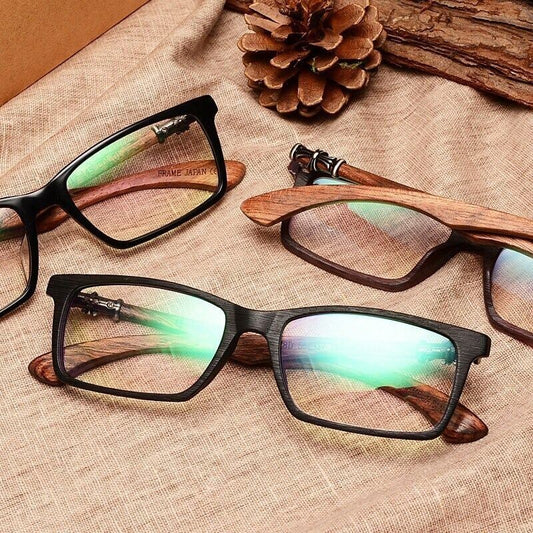 Wooden Square Clever Glasses(木製テンプルのスクエアメガネ)【BJ0285】