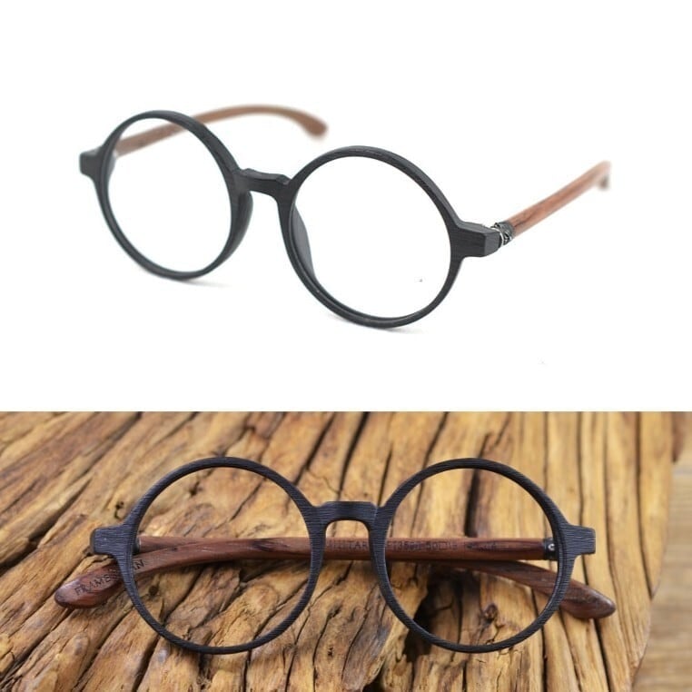 Wooden temple glasses - Round【BJ0196】