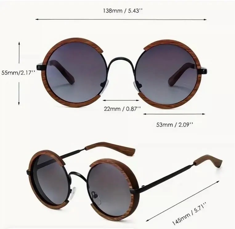 Wooden ring sunglasses（木縁の輪型サングラス）【BJ0009】