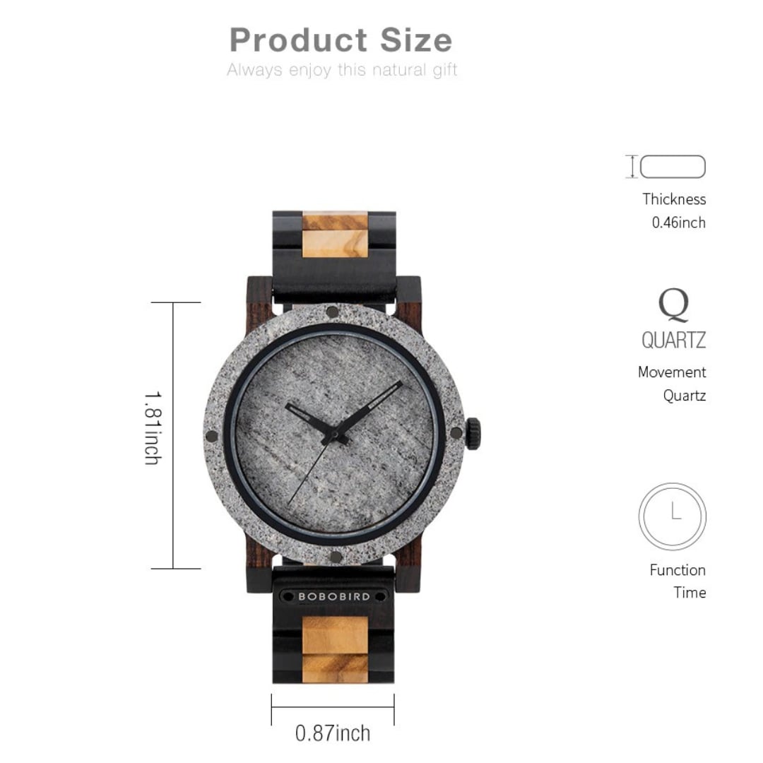 Wood And Rock Quartz Watch【BJ0551】