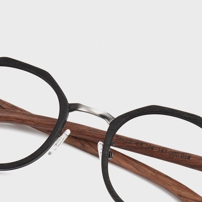 Wooden Gothic Circle Glasses（木製テンプルの丸型ゴシックメガネ）【BJ0001】