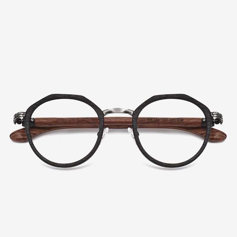Wooden Gothic Circle Glasses（木製テンプルの丸型ゴシックメガネ）【BJ0001】