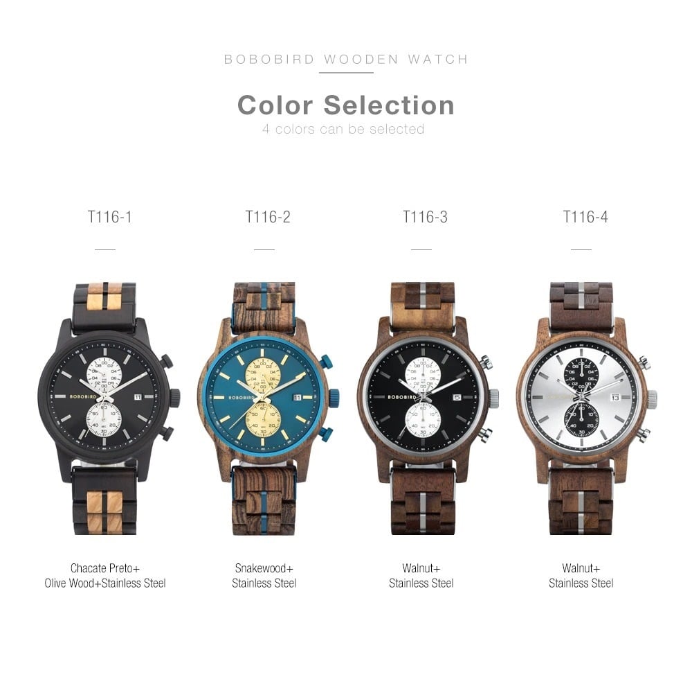 Wood Chronograph Watch With Date Display【BJ0538】