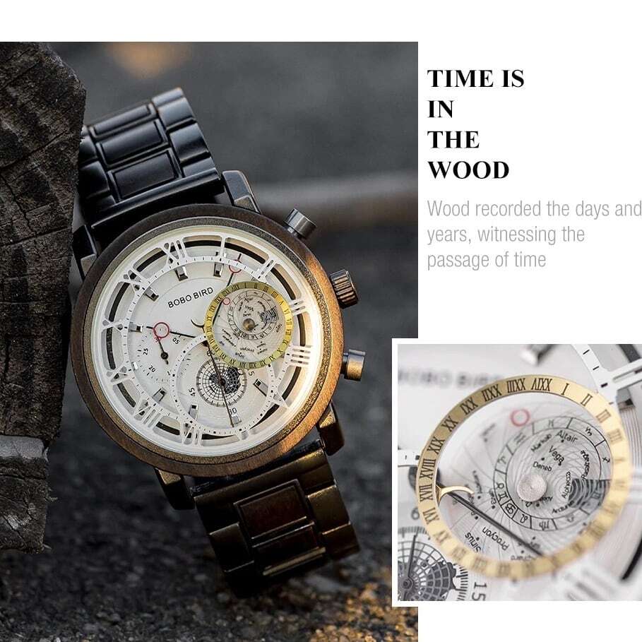 [5atm] Wooden watch - Sophisticated Space【BJ2208】
