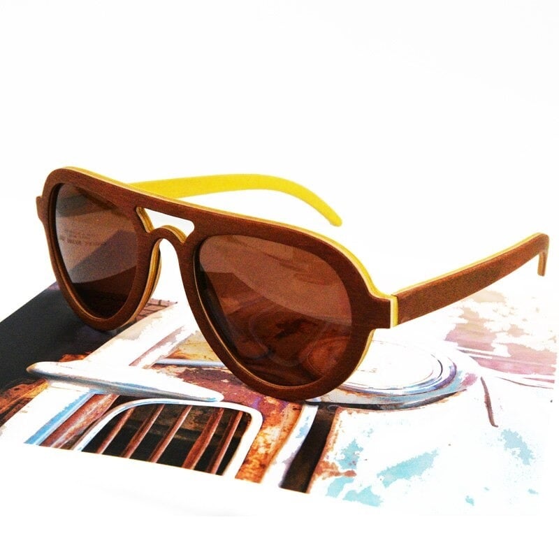 Wooden Oval Round Sunglasses【BJ0517】