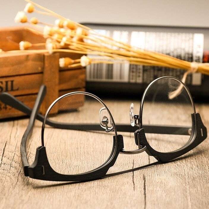 Wood grain glasses - Brow × Metal（木目とメタルのブロウメガネ）【BJ0011】