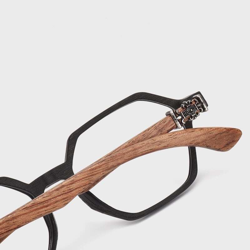 Wooden temple glasses - Logo Square【BJ2575】