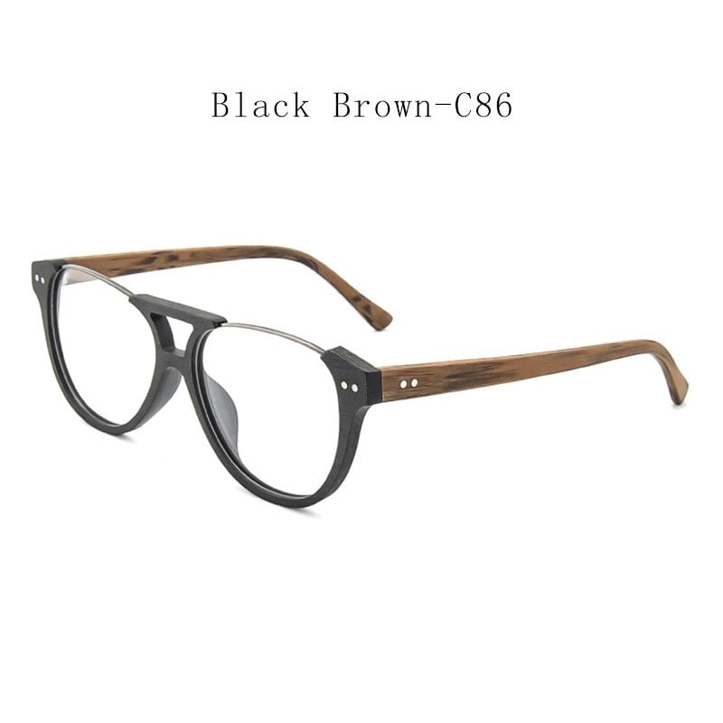 Fashionable Wood Metal Round Glasses【BJ0511】