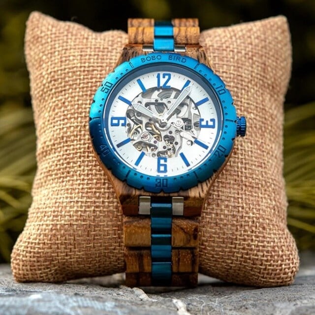 [5atm] Wooden mechanical watch - Rich Skeleton【BJ2422】