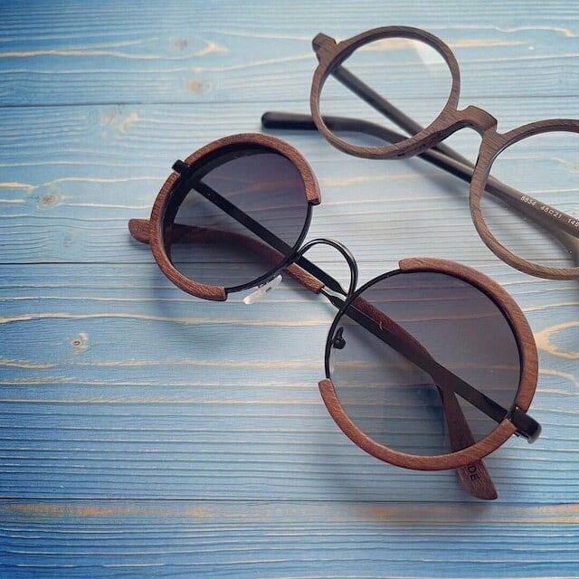 Wooden ring sunglasses（木縁の輪型サングラス）【BJ0009】