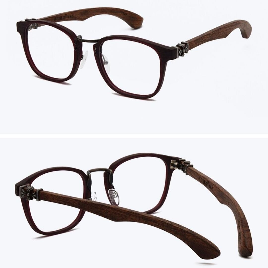 Wooden Frame Wellington Glasses（木製テンプルのウェリントンメガネ）【BJ0284】