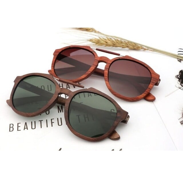 Wooden vintage sunglasses - Teardrop【BJ0010】