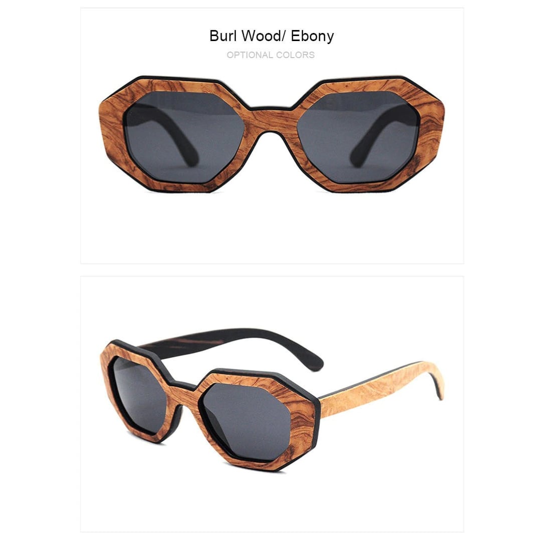 Wood Irregular Octagon Frame Sunglasses【BJ0521】