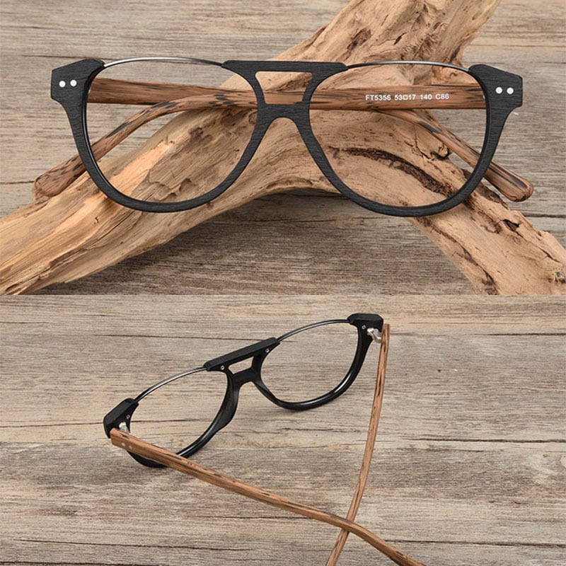 Fashionable Wood Metal Round Glasses【BJ0511】