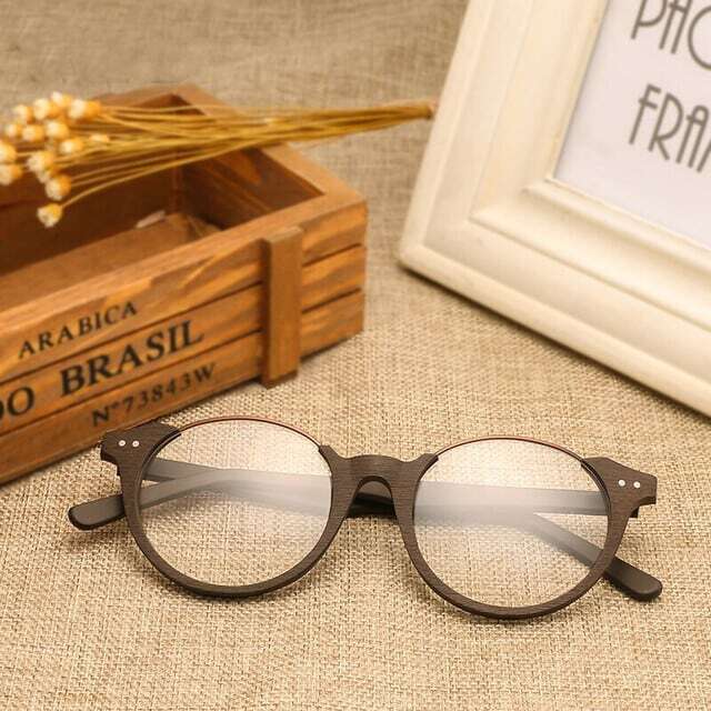 Wood grain glasses - Lower edge（木目の下縁メガネ）【BJ0013】