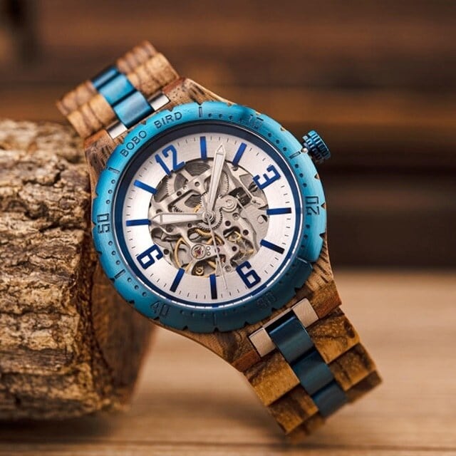 [5atm] Wooden mechanical watch - Rich Skeleton【BJ2422】