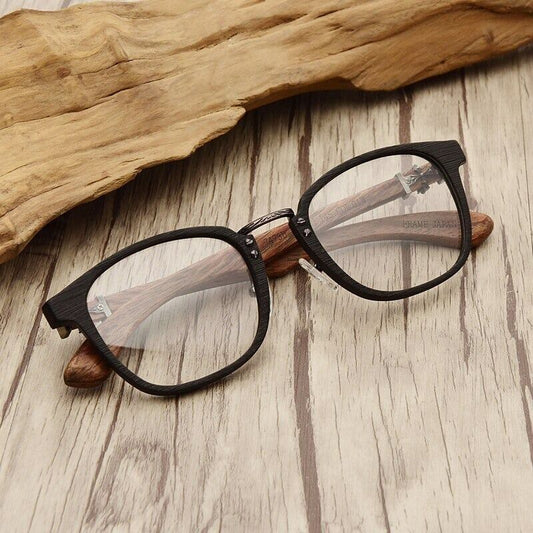 Wooden Frame Wellington Glasses（木製テンプルのウェリントンメガネ）【BJ0284】
