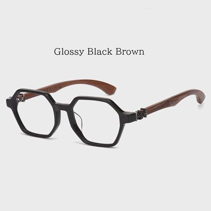 Wooden temple glasses - Logo Square【BJ2575】