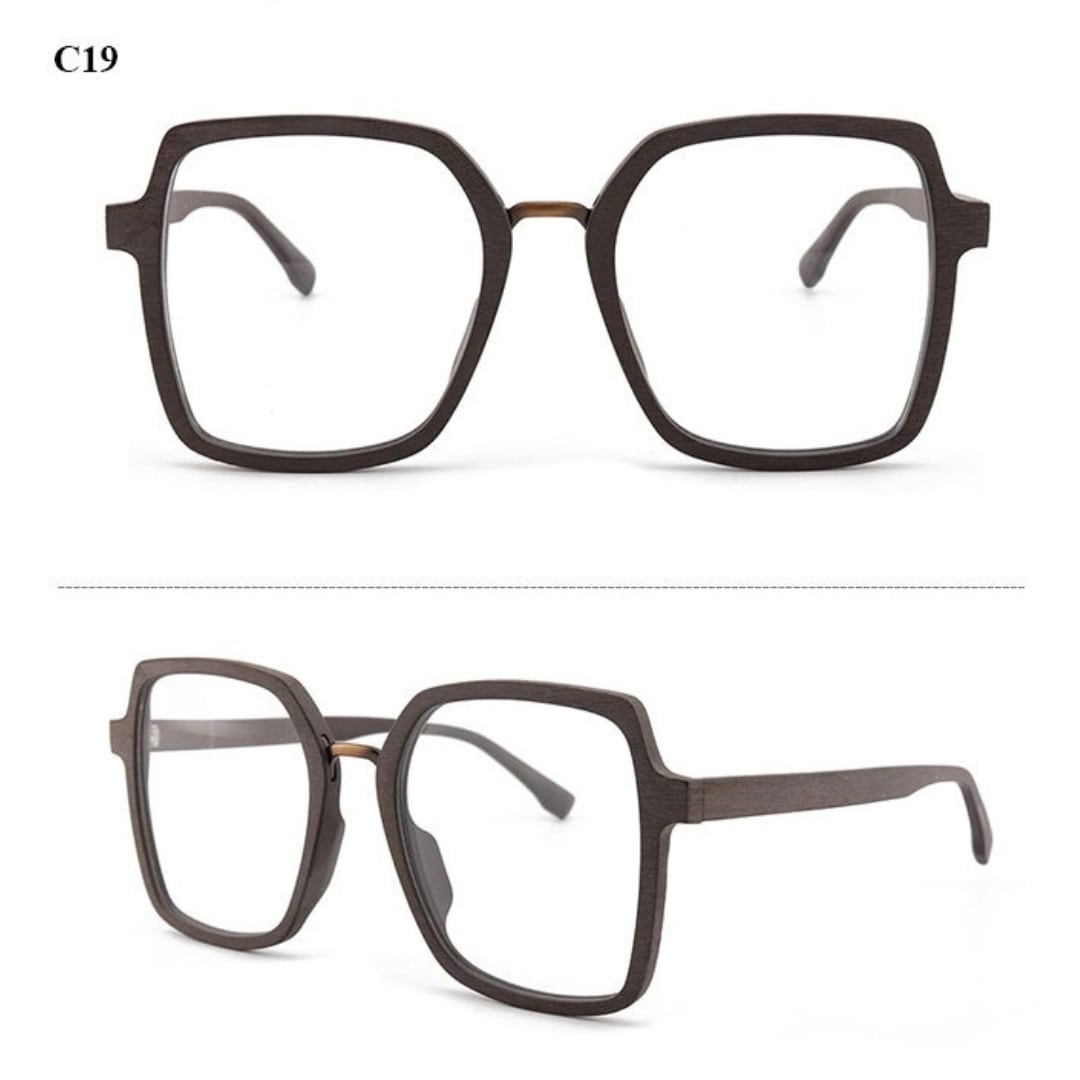 Wood Oversized Unique Design Square Glasses【BJ0530】