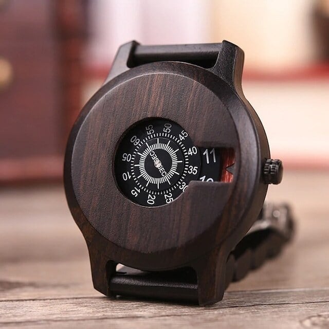 [3atm] Wooden watch - Number Spin【BJ0124】