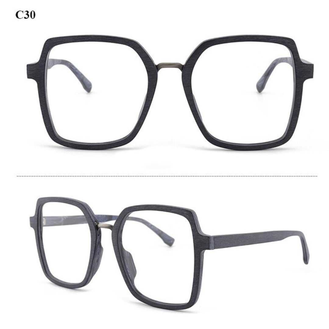 Wood Oversized Unique Design Square Glasses【BJ0530】