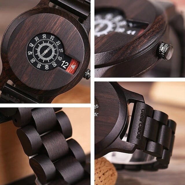[3atm] Wooden watch - Number Spin【BJ0124】