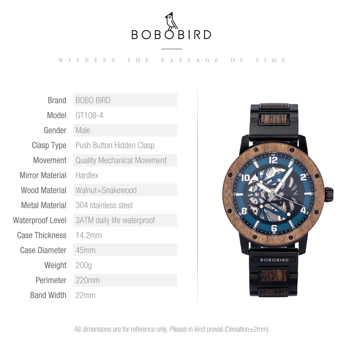 Fashionable Wood Automatic Mechanical Watch【BJ0541】