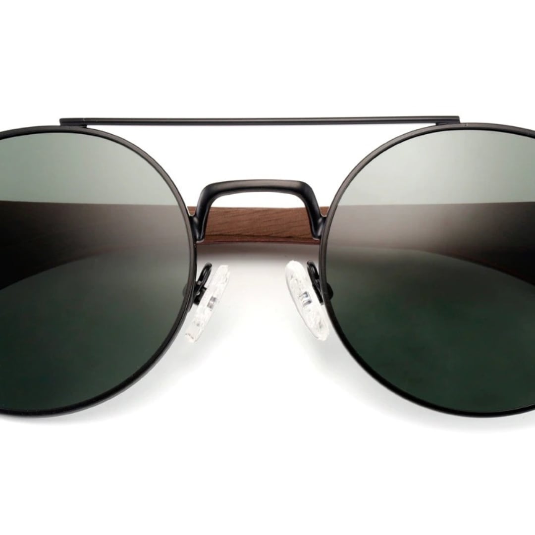 Metal With Wood Round Sunglasses【BJ0520】