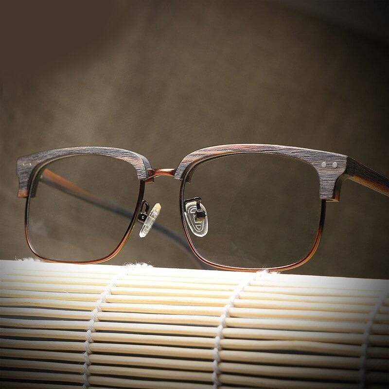 Wood grain Upper Edge Glasses【BJ0516】