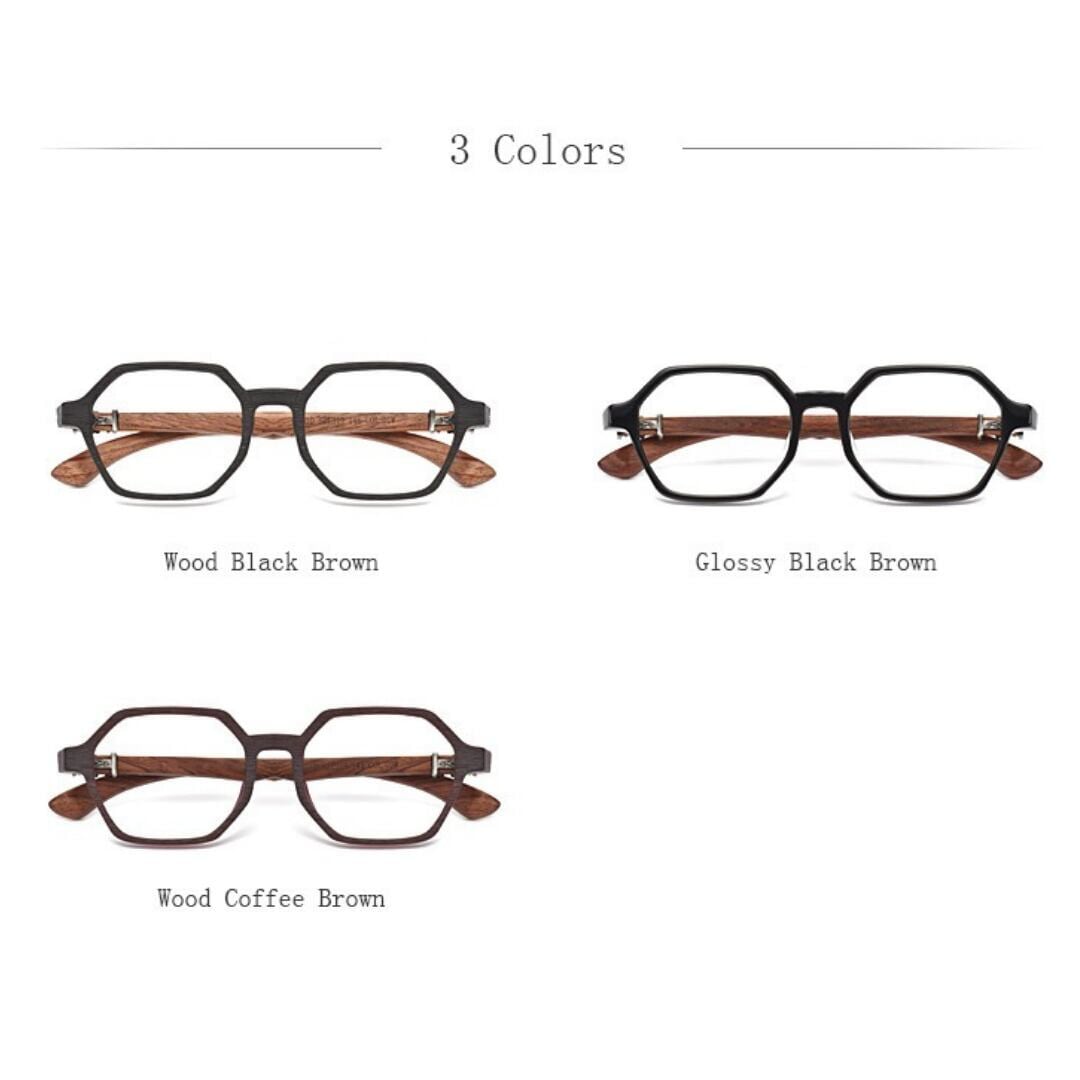 Wooden temple glasses - Logo Square【BJ2575】