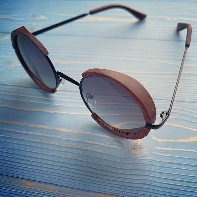 Wooden ring sunglasses（木縁の輪型サングラス）【BJ0009】