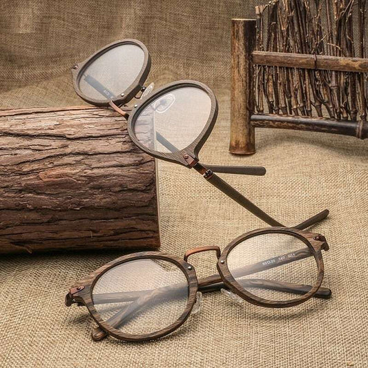 Wood grain glasses - Oval（木目のオーバルメガネ）【BJ0115】