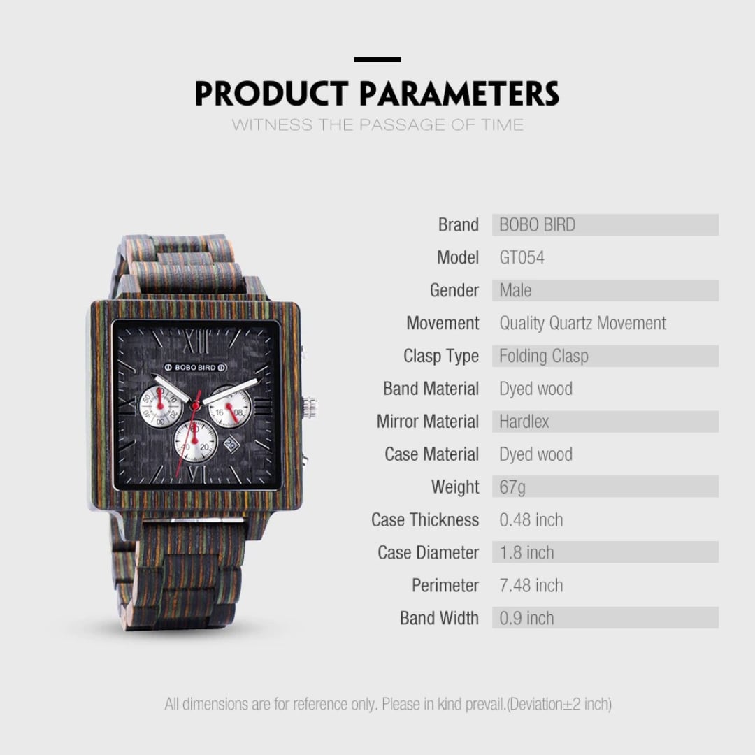 Dyed Wood Square Quartz Watch【BJ0554】