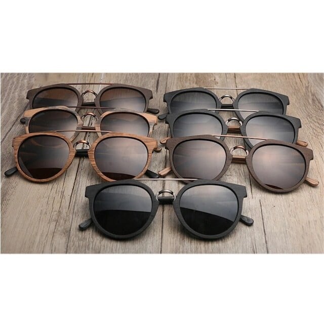 Wood grain sunglasses - Metal Bridge【BJ0181】