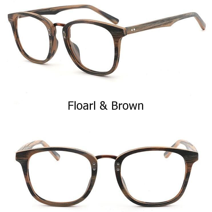 Wood grain glasses - Wellington（木目のウェリントンメガネ）【BJ0008】