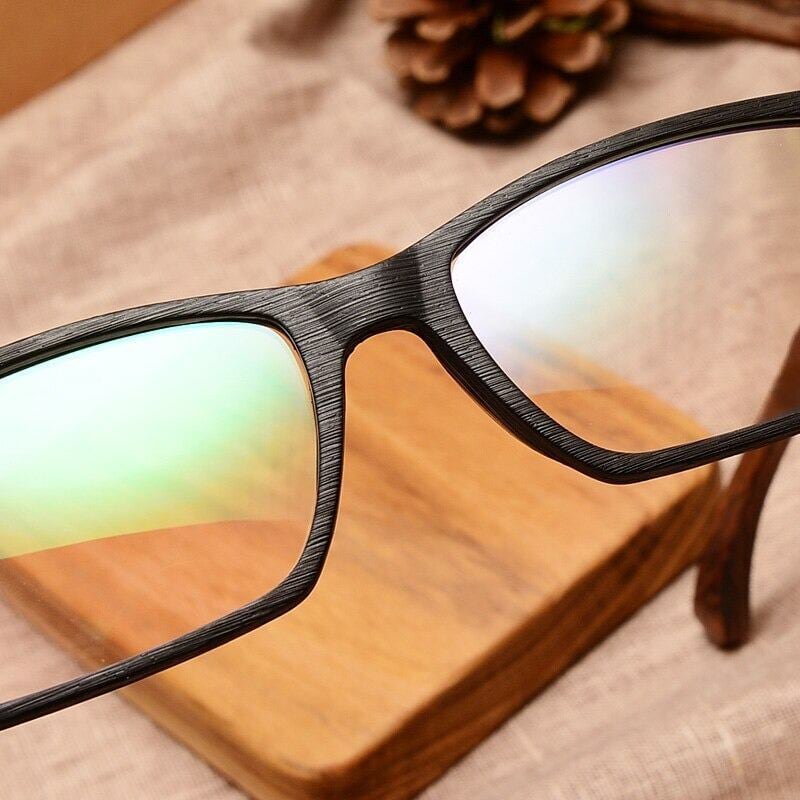Wooden Square Clever Glasses（木製テンプルのスクエアメガネ）【BJ0285】