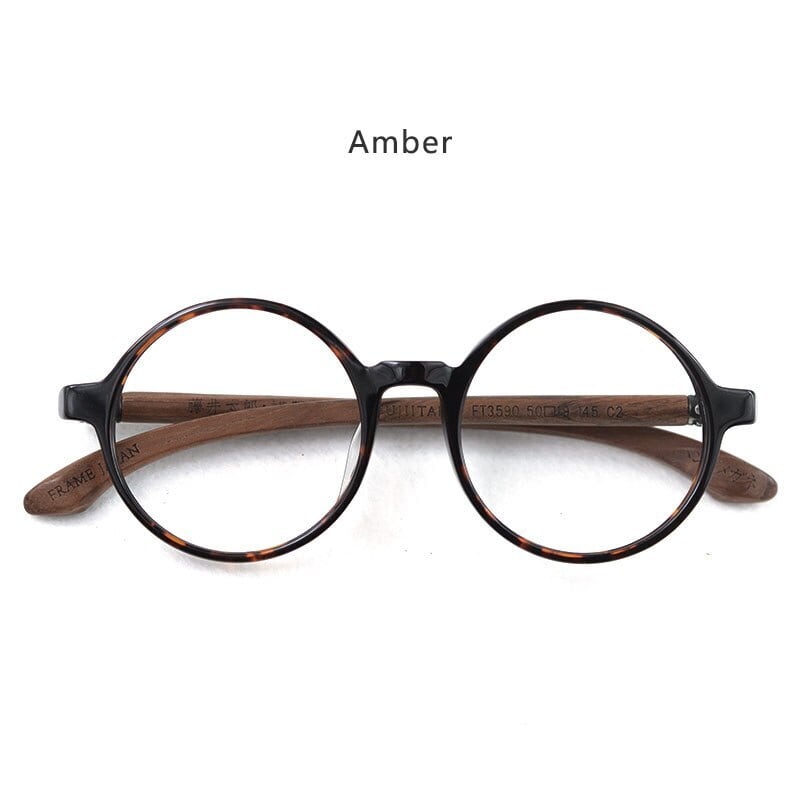 Retro Round Natural Wood Eyeglasses【BJ1513】