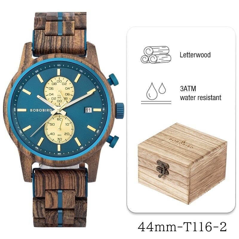 Wood Chronograph Watch With Date Display【BJ0538】