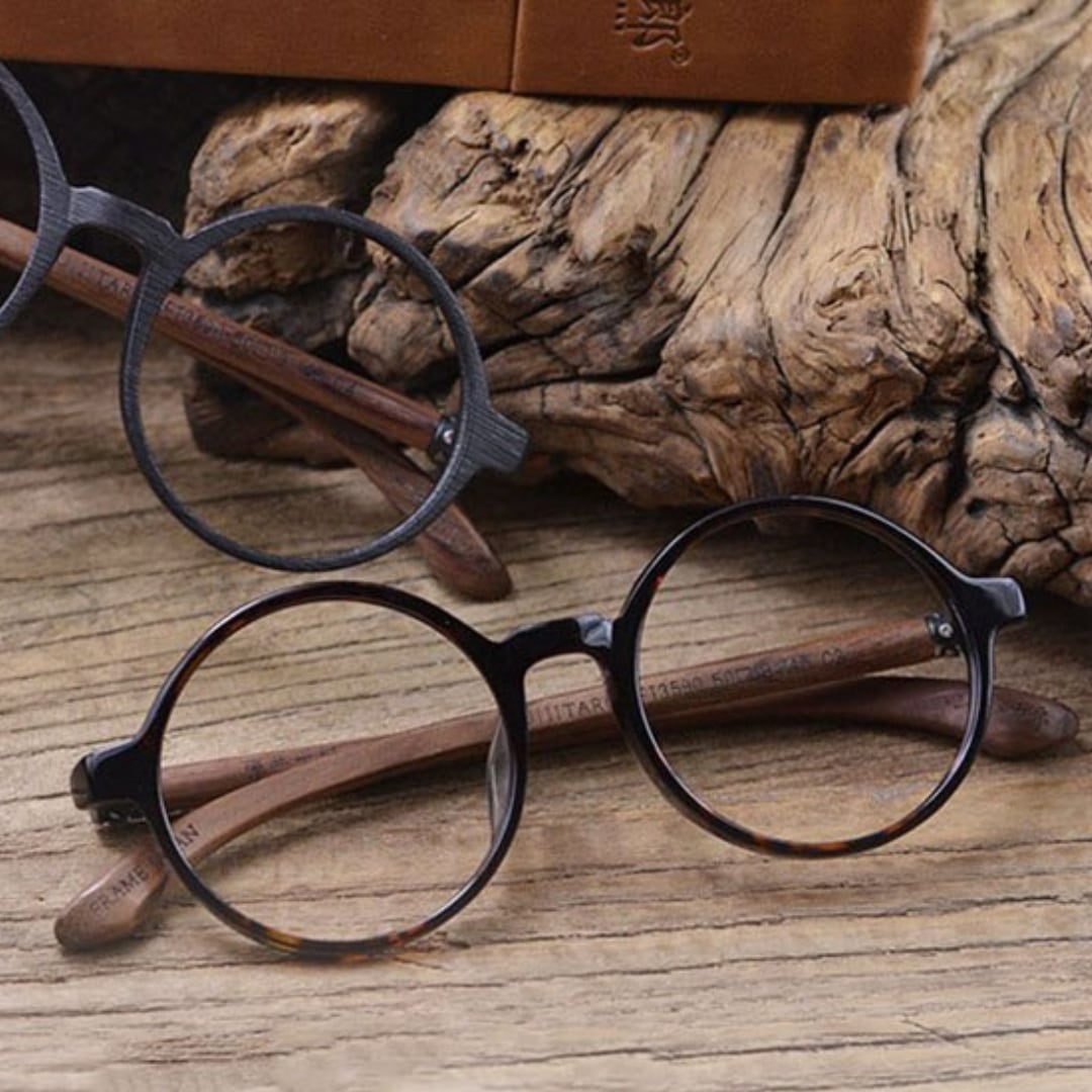 Retro Round Natural Wood Eyeglasses【BJ1513】