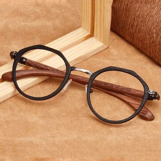 Wooden Gothic Circle Glasses（木製テンプルの丸型ゴシックメガネ）【BJ0001】