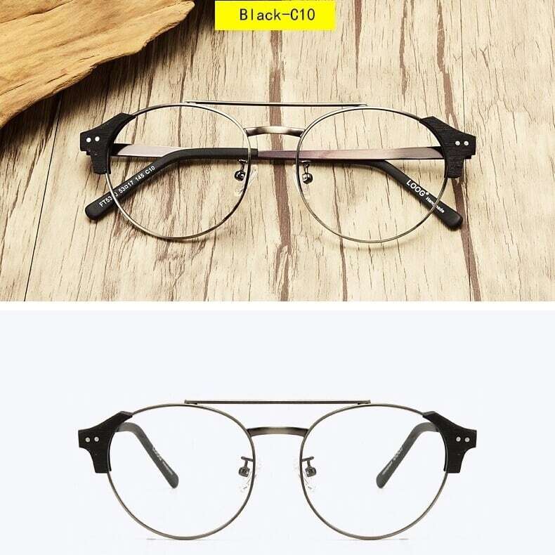 Wood grain glasses - Boston × Metal（木目とメタルのボストンメガネ）【BJ0131】