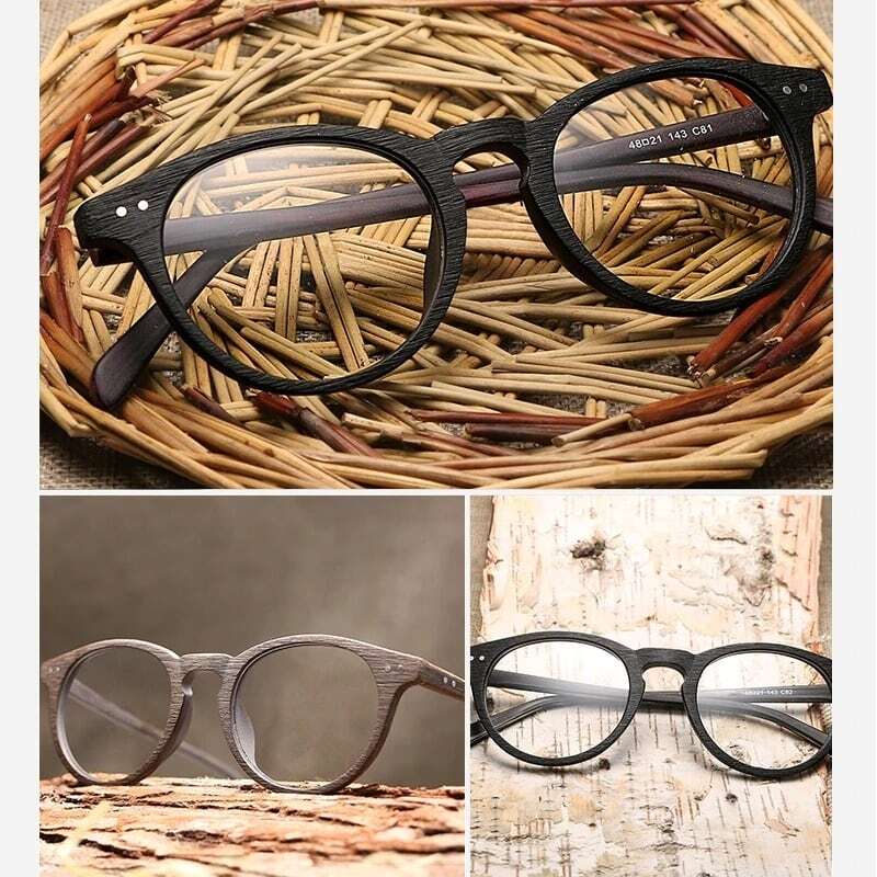 Wood grain glasses - Boston（木目のボストンメガネ）【BJ0130】