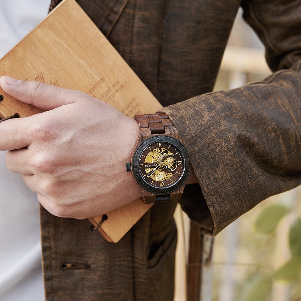 Wooden Hollow Automatic Mechanical Watch【BJ0546】