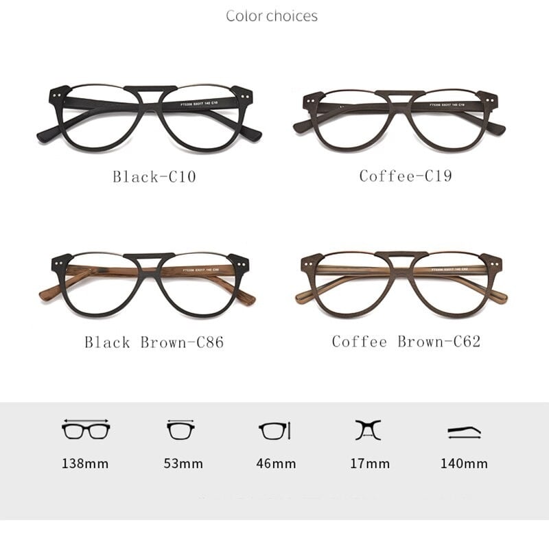Fashionable Wood Metal Round Glasses【BJ0511】