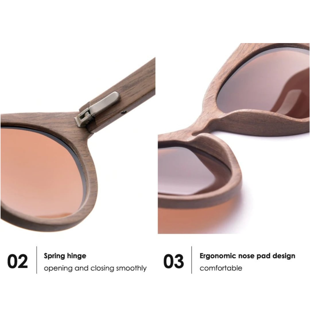 Oak Wood Cat Eye Frame Sunglasses【BJ0532】