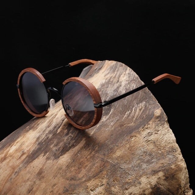 Wooden ring sunglasses（木縁の輪型サングラス）【BJ0009】