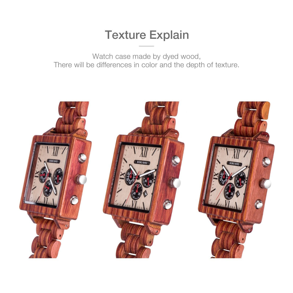 Dyed Wood Square Quartz Watch【BJ0554】