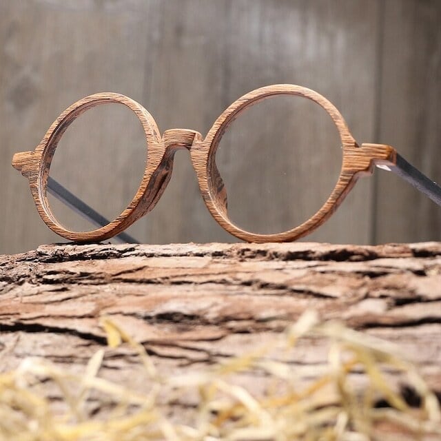 Wood grain ”MARU” megane（木目の丸メガネ）【BJ0012】