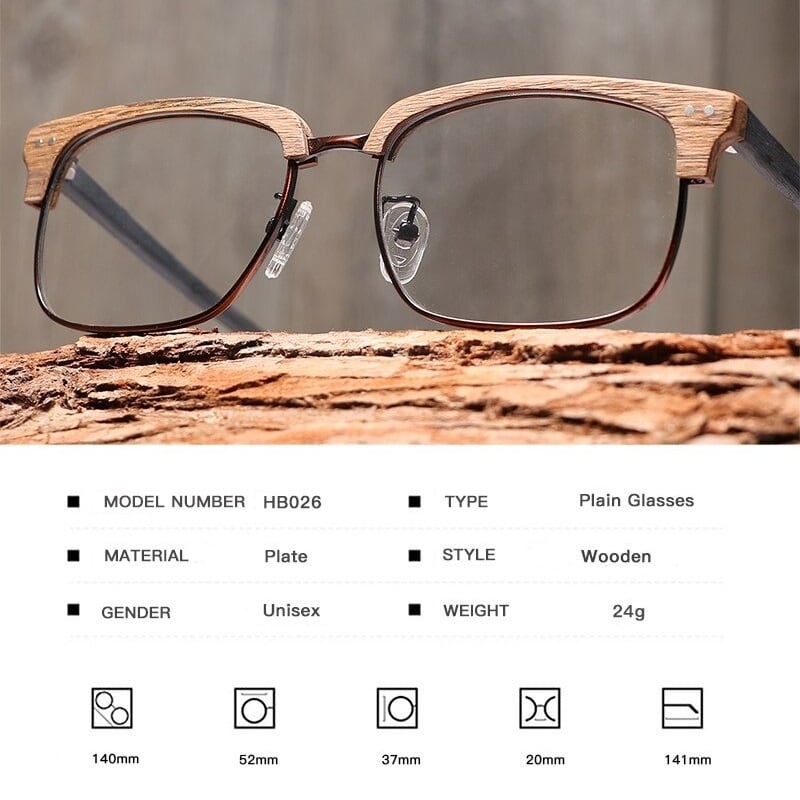 Wood grain Upper Edge Glasses【BJ0516】